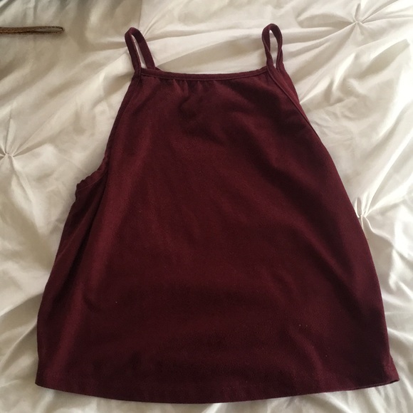 Maroon suede halter tank top - Picture 1 of 1